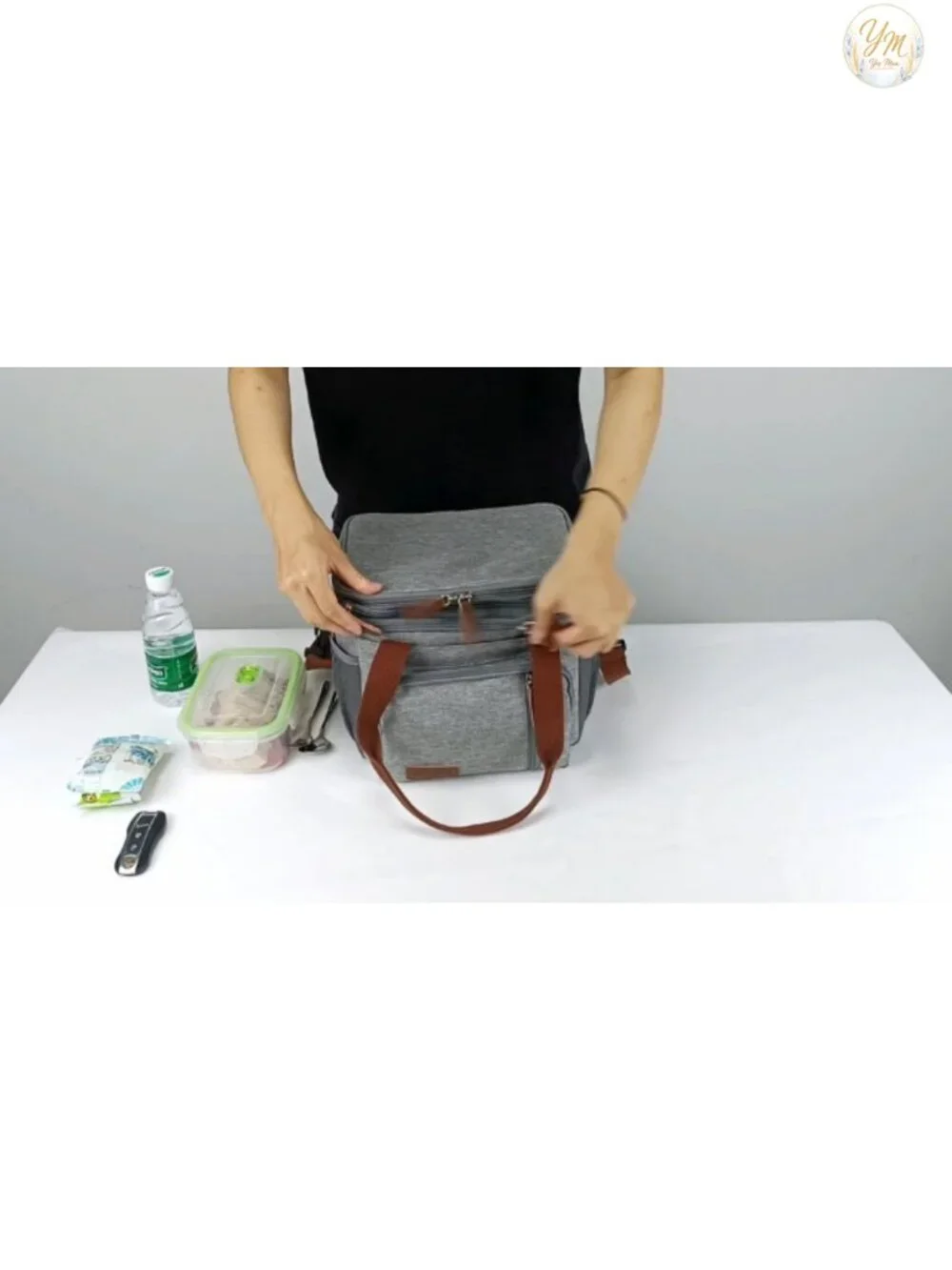 Expandable Double Deck Insulated Lunch Bag Leakproof Portable Cooler Tote Work